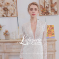 Champagne long sleeve Mermaid Wedding Dress with decals and sequins open back court long tail wedding dress 2020 Champagne long